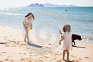 Playing ball at the beach