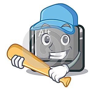 Playing baseball alt button in the cartoon shape