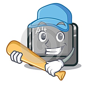 Playing baseball alt button in the cartoon shape