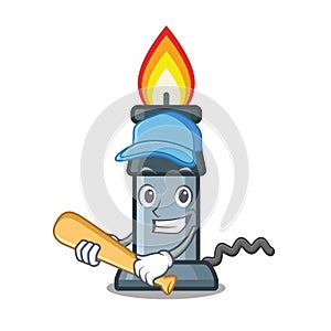 Playing baseball bunsen burner isolated with the cartoon