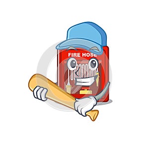 Playing baseball fire hose cabinet on the mascot