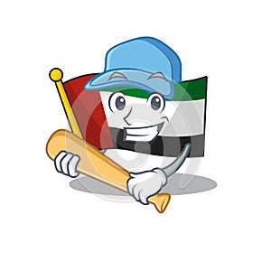 Playing baseball flag united arab emirates shaped cartoon