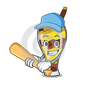 Playing baseball mangonada fruit character cartoon