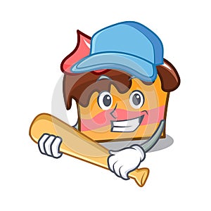 Playing baseball sponge cake character cartoon