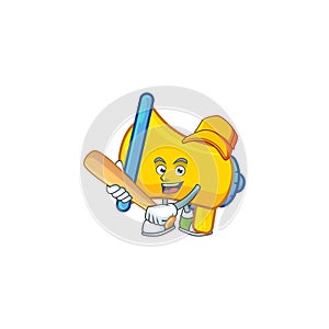 Playing baseball yellow loudspeaker cartoon character for bullhorn