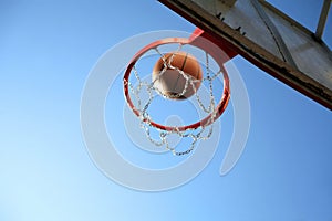 Playing basketball