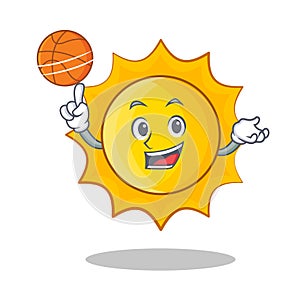 Playing basketball cute sun character cartoon