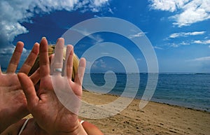 Playing on the beach