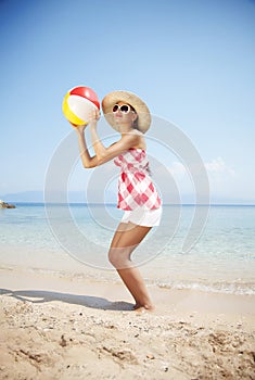 Playing beach ball