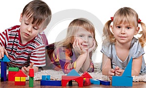 Playing blocks in kindergarten