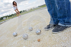 they playing boules outdoors