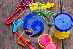 Playing with bright colourful clay dough