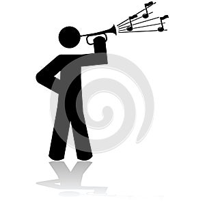 Playing a bugle