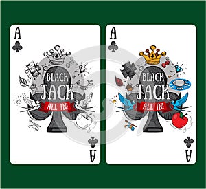 Playing card ace of clubs.