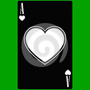 Playing card Ace of Hearts, black and white modern design. Standard size poker, poker, casino. 3D render, 3D illustration