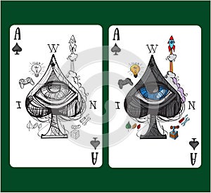 Playing card ace of spades.