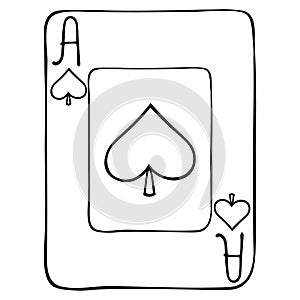 Playing card ace of spades. Face. Divination. Magic tricks. Poker. Bridge