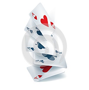 Playing card falling