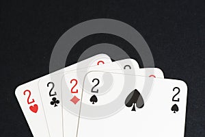 Playing card, four of a kind cards