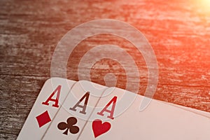 Playing card, game abstract: three ace