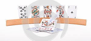 Playing card holder with falling cards