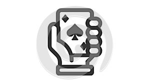 Playing card icon. Vector minimal poker or blackjack symbol or logo element in thin line style