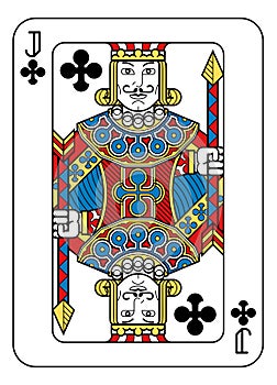 Playing Card Jack of Clubs Yellow Red Blue Black