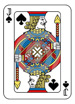 Playing Card Jack of Spades Yellow Red Blue Black