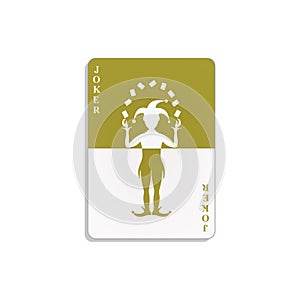 Playing card with Joker in brown and white design