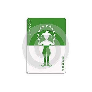 Playing card with Joker in green and white design