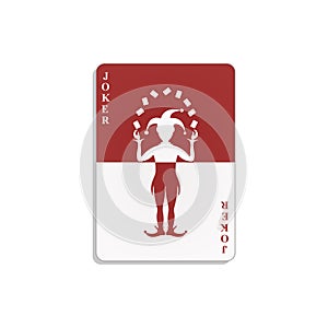 Playing card with Joker in red and white design