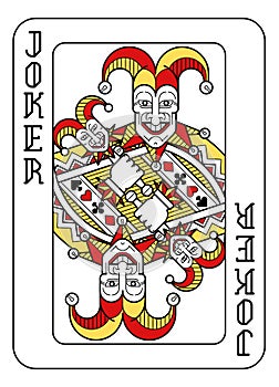 Playing Card Joker Red Yellow and Black