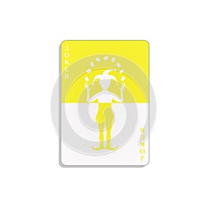 Playing card with Joker in yellow and white design