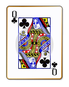 Queen Clubs Isolated Playing Card