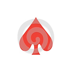 Playing Card Spade Red Icon On White Background. Red Flat Style Vector Illustration