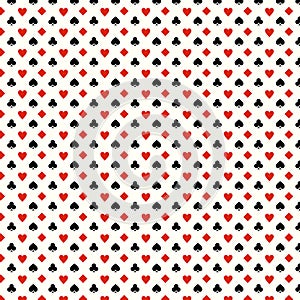 Playing card suits seamless pattern - hearts, clubs, spades, diamonds/.