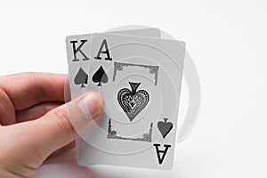 Playing cards ace and king of spades