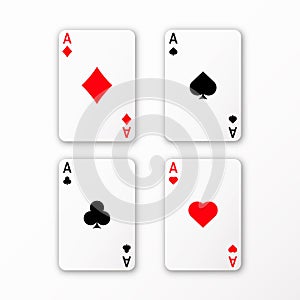 Playing cards ace set vector casino card photo
