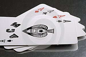 Playing cards aces close up