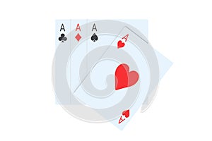 Playing cards aces isolated on white background