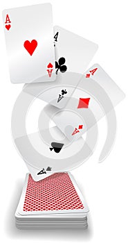 Playing cards aces poker deck