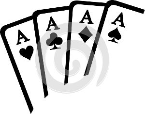 Playing cards aces winning