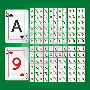 Playing Cards Alphabet and Digit Vector photo