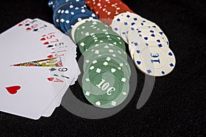 playing cards and casino chips isolated
