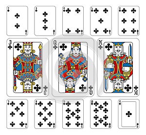 Playing Cards Clubs Yellow Red Blue and Black