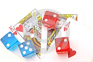 Playing cards and color dices