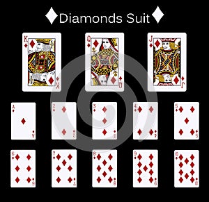 Playing cards diamonds suit