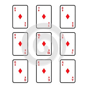 Playing cards diamonds suit vector
