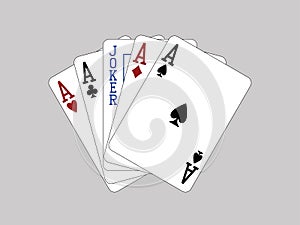 Playing Cards - Five of a Kind - Aces and Joker