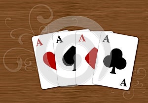 Playing cards, four aces